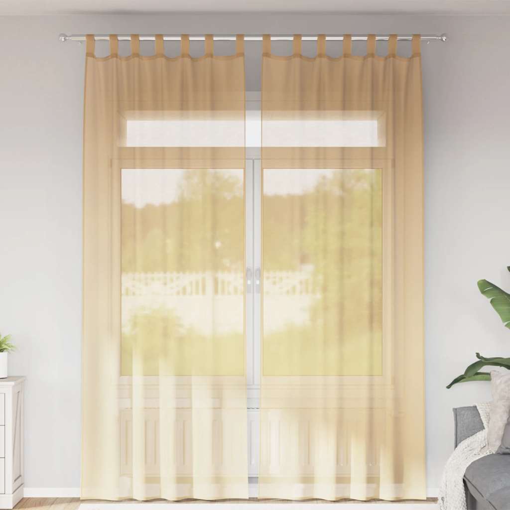 Vidaxl voile gordijnen met lussen 2 st 140x260 cm zand