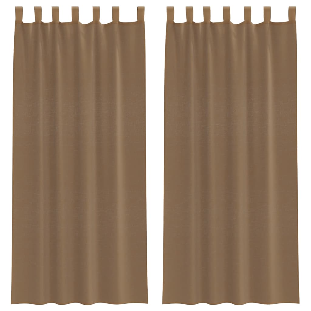 Vidaxl gordijnen voile met lussen 2 st 140x245 cm lichtbruin