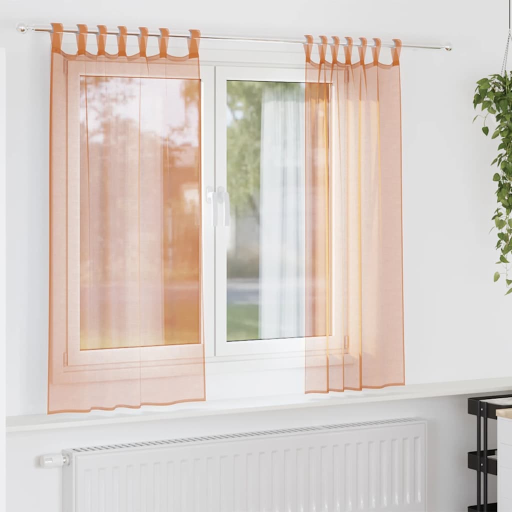 Vidaxl voile gordijnen met lussen 2 st terracotta 140x140 cm