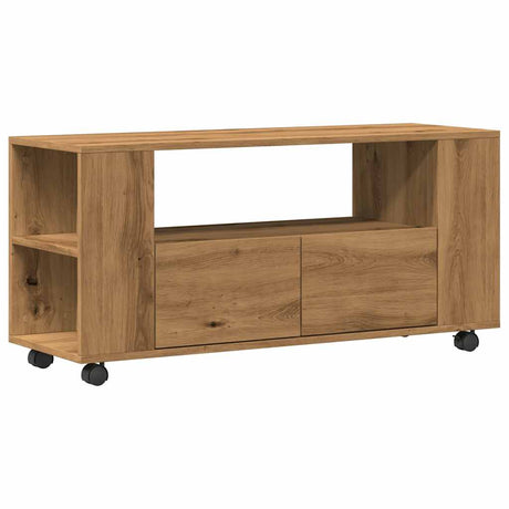 Vidaxl tv-meubel met wielen 102x34,5x43 cm hout artisanaal eiken