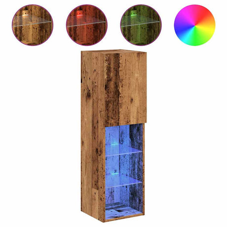 Vidaxl tv-meubels met led-verlichting 2 st 30,5x30x102 cm oud hout