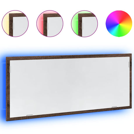 Vidaxl badkamerspiegel met led 100x8,5x37 cm bewerkt hout bruin eiken