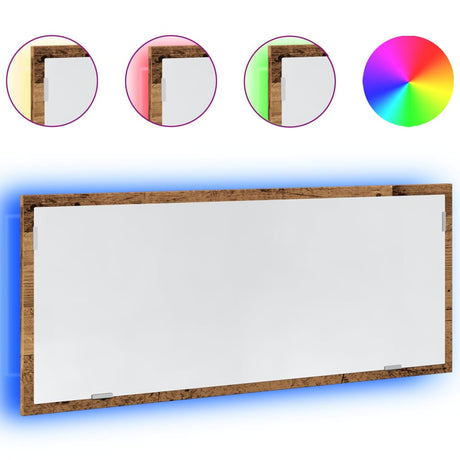 Vidaxl badkamerspiegel met led 100x8,5x37 cm bewerkt hout oud hout