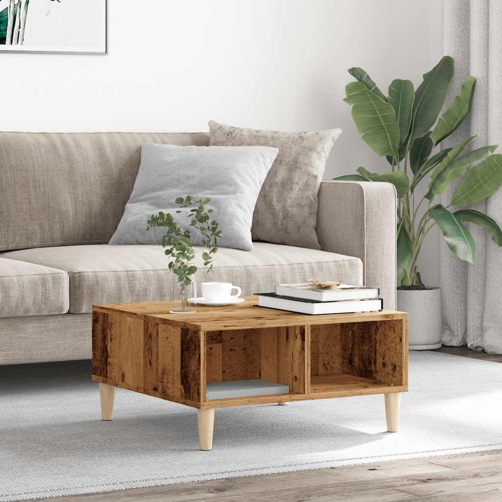 Vidaxl salontafel 60x60x30 cm bewerkt hout oud houtkleurig