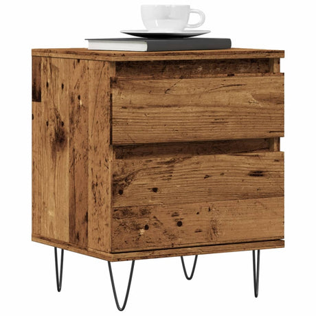 Vidaxl nachtkastje 40x35x50 cm bewerkt hout oud houtkleurig