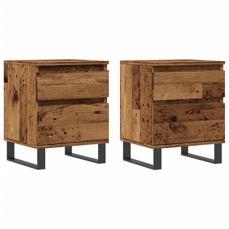 Vidaxl nachtkastjes 2 st 40x35x50 cm bewerkt hout oud houtkleurig