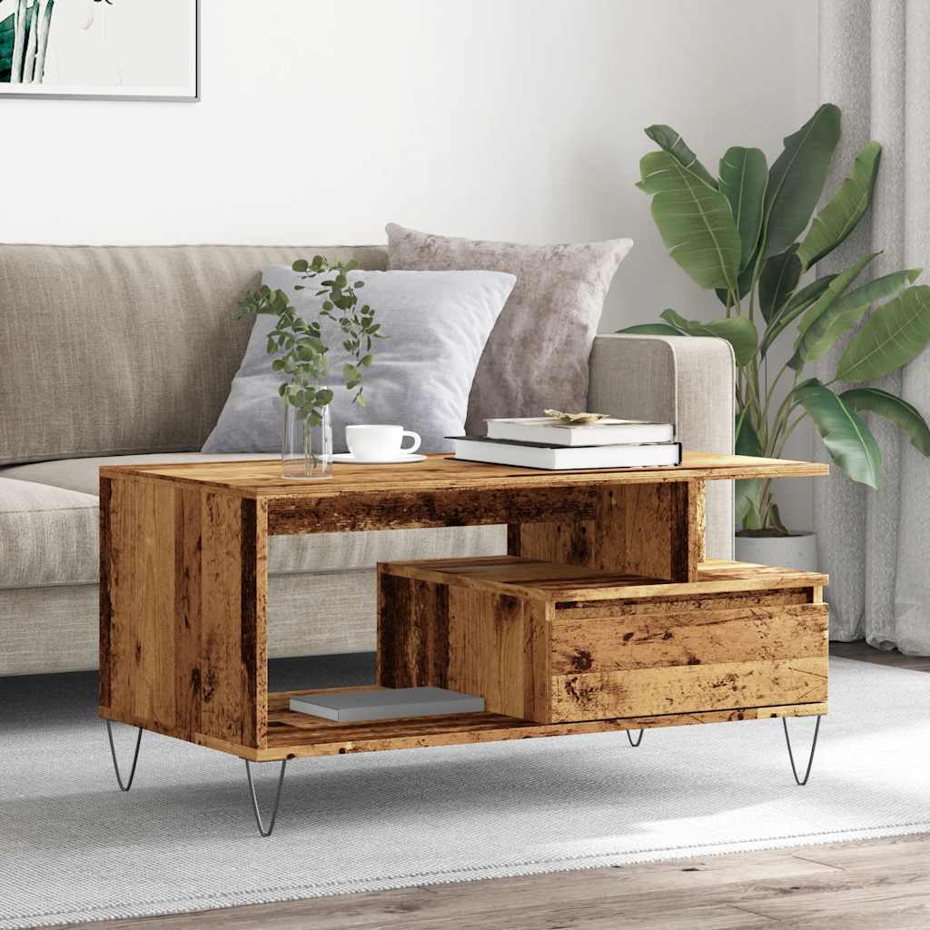 Vidaxl salontafel 90x49x45 cm bewerkt hout oud houtkleurig