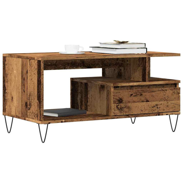 Vidaxl salontafel 90x49x45 cm bewerkt hout oud houtkleurig
