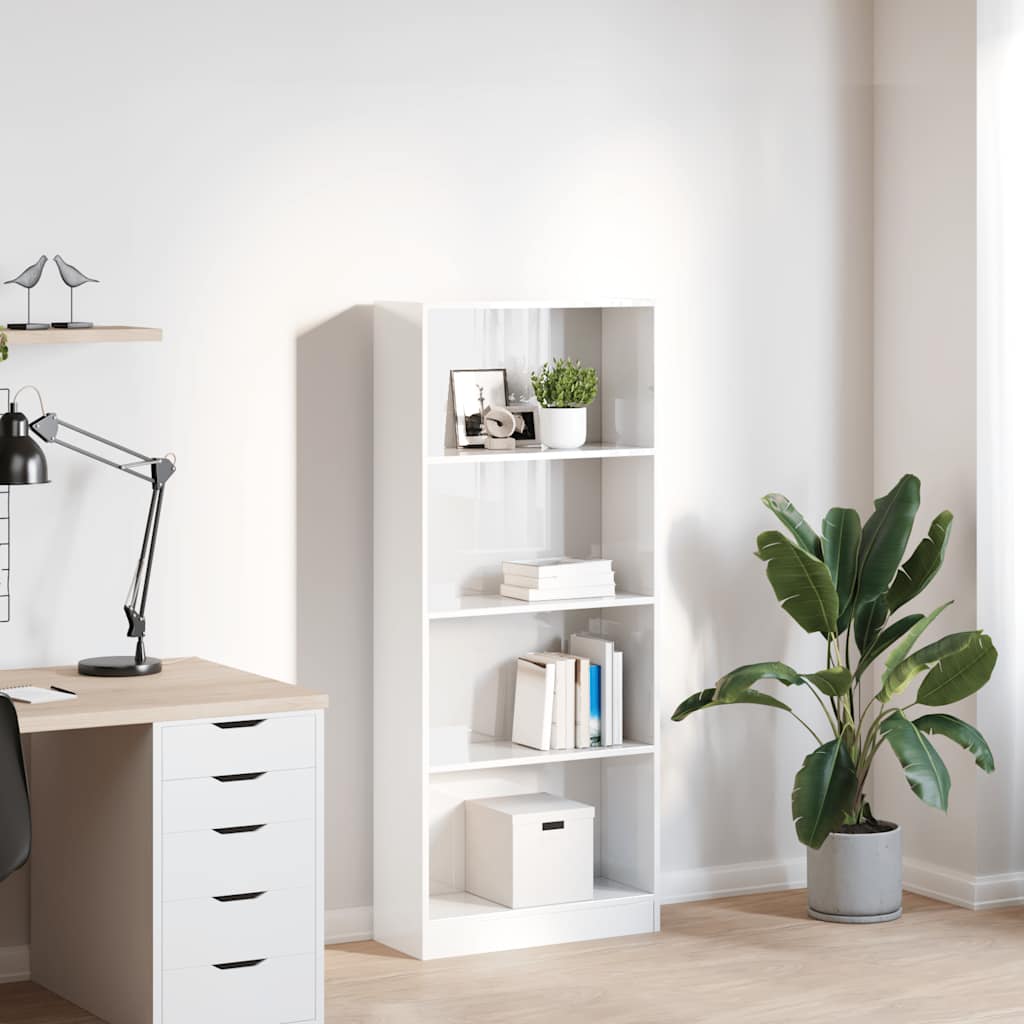 Vidaxl boekenkast 60x24x143 cm bewerkt hout hoogglans wit