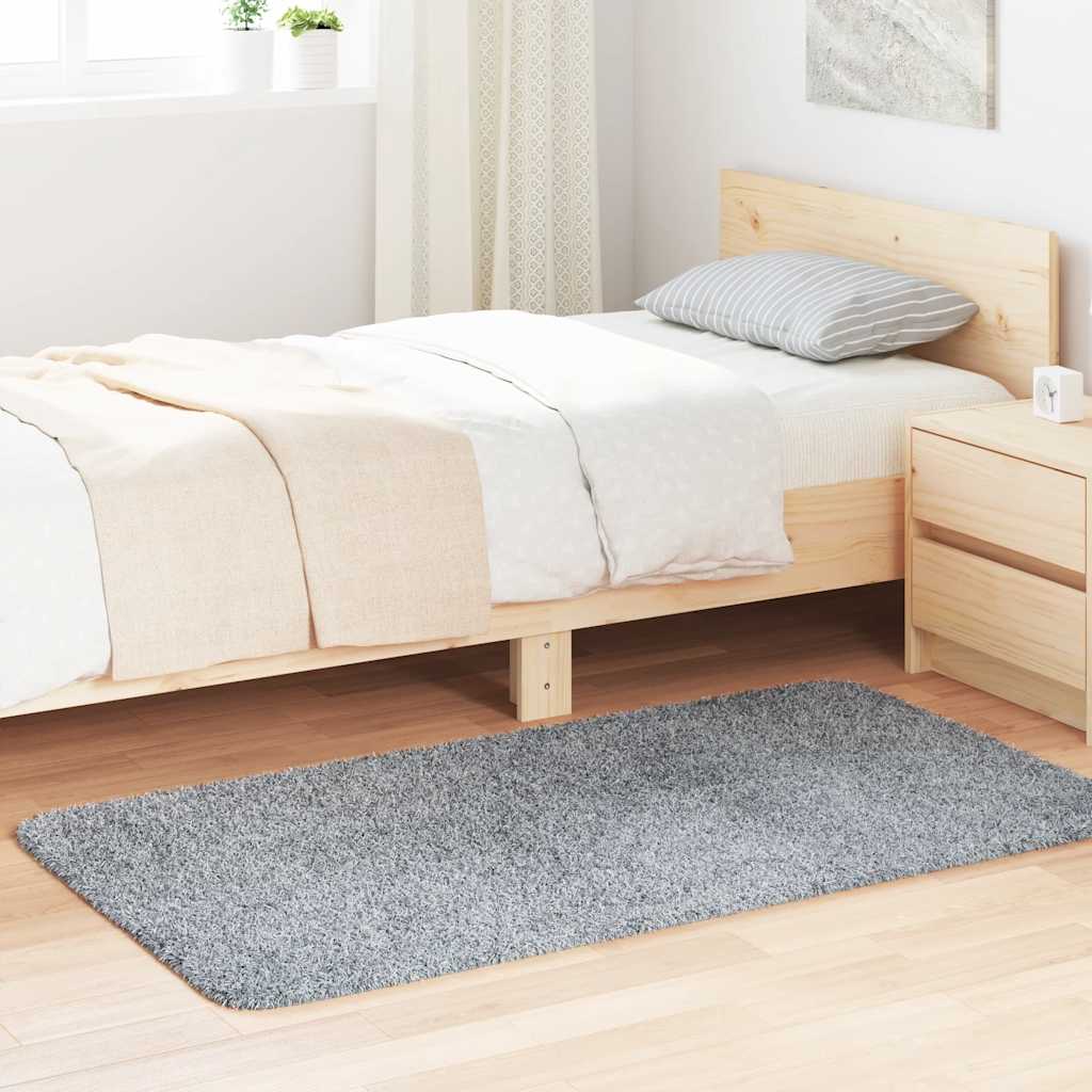 Vidaxl hoogpolig vloerkleed navarra 80x150 cm polyester lichtgrijs