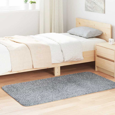 Vidaxl hoogpolig vloerkleed navarra 80x150 cm polyester lichtgrijs