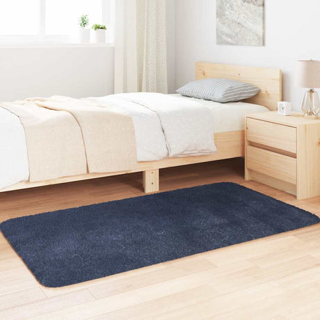 Vidaxl hoogpolig vloerkleed navarra 80x150 cm polyester marineblauw