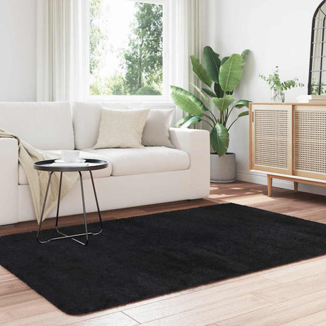 Vidaxl hoogpolig vloerkleed navarra 130x200 cm polyester zwart