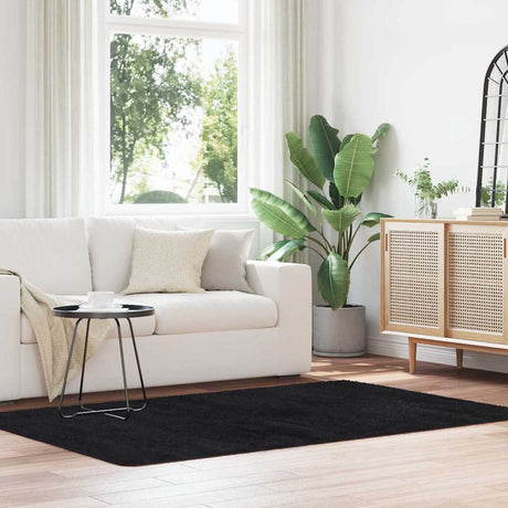 Vidaxl hoogpolig vloerkleed navarra 130x200 cm polyester zwart