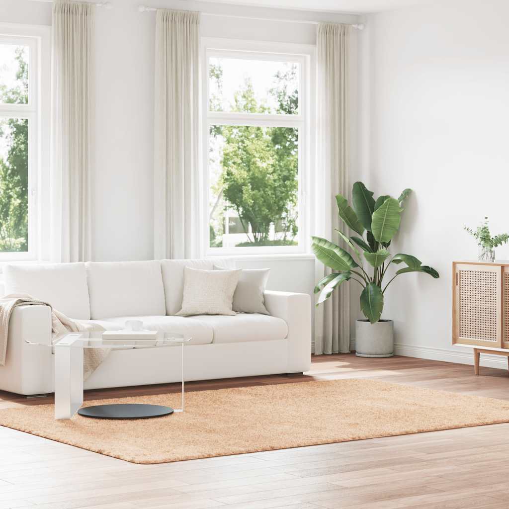 Vidaxl hoogpolig vloerkleed navarra 200x290 cm polyester beige