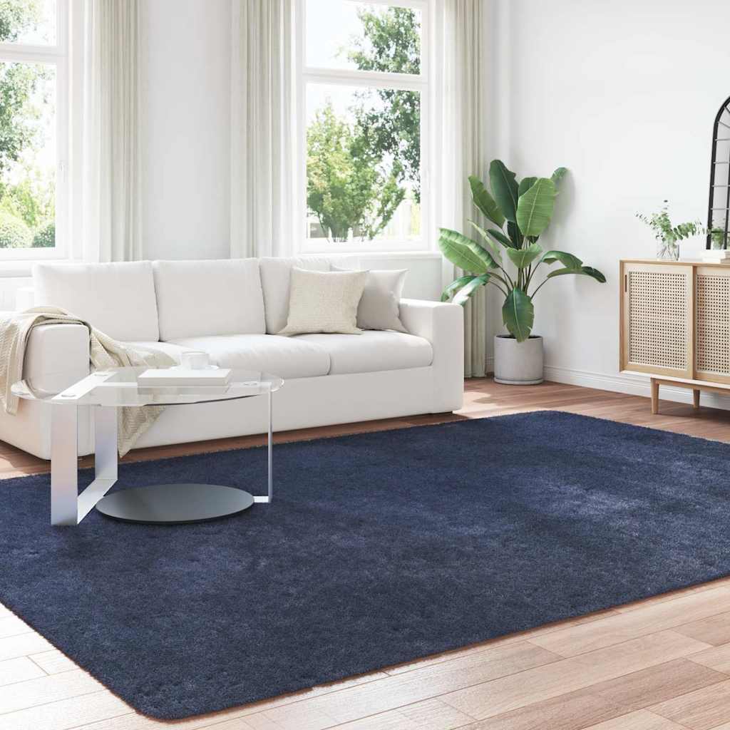 Vidaxl hoogpolig vloerkleed navarra 240x340 cm polyester marineblauw