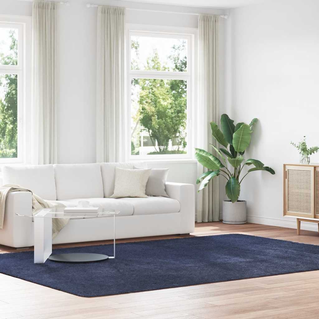 Vidaxl hoogpolig vloerkleed navarra 240x340 cm polyester marineblauw