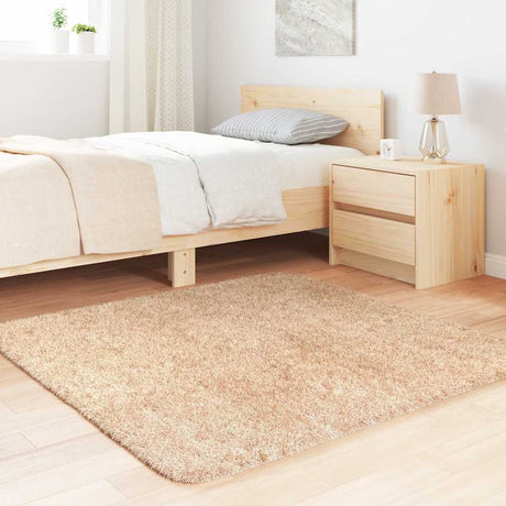 Vidaxl hoogpolig vloerkleed navarra 120x120 cm polyester beige