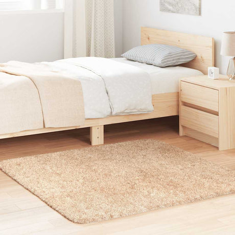 Vidaxl hoogpolig vloerkleed navarra 120x120 cm polyester beige