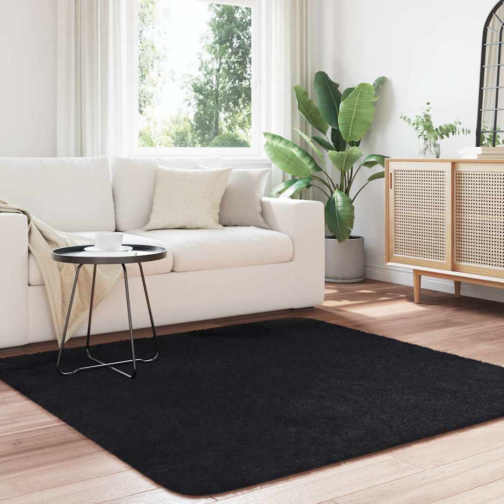 Vidaxl hoogpolig vloerkleed navarra 160x160 cm polyester zwart