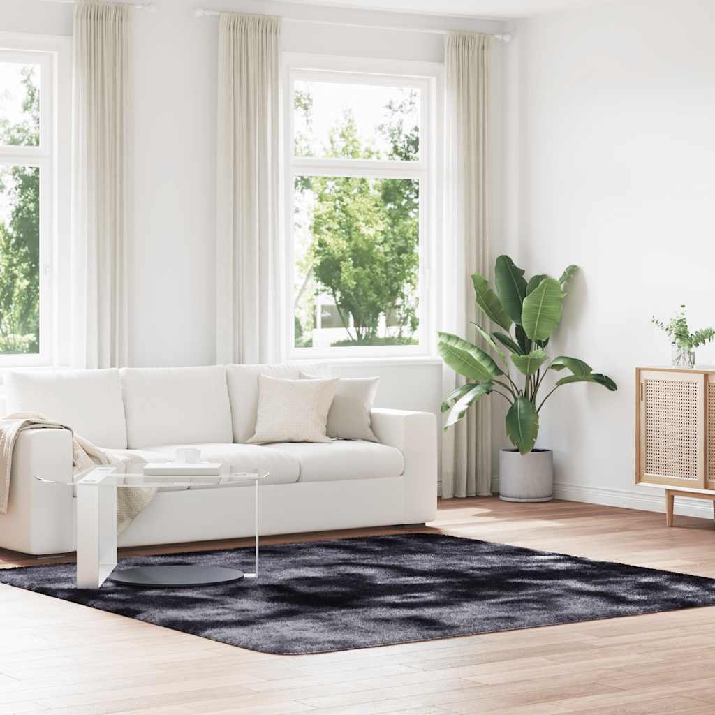 Vidaxl hoogpolig vloerkleed navarra 240x240 cm polyester donkergrijs