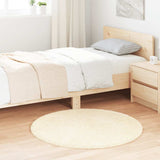 Vidaxl hoogpolig vloerkleed navarra 100x100 cm polyester crèmekleurig