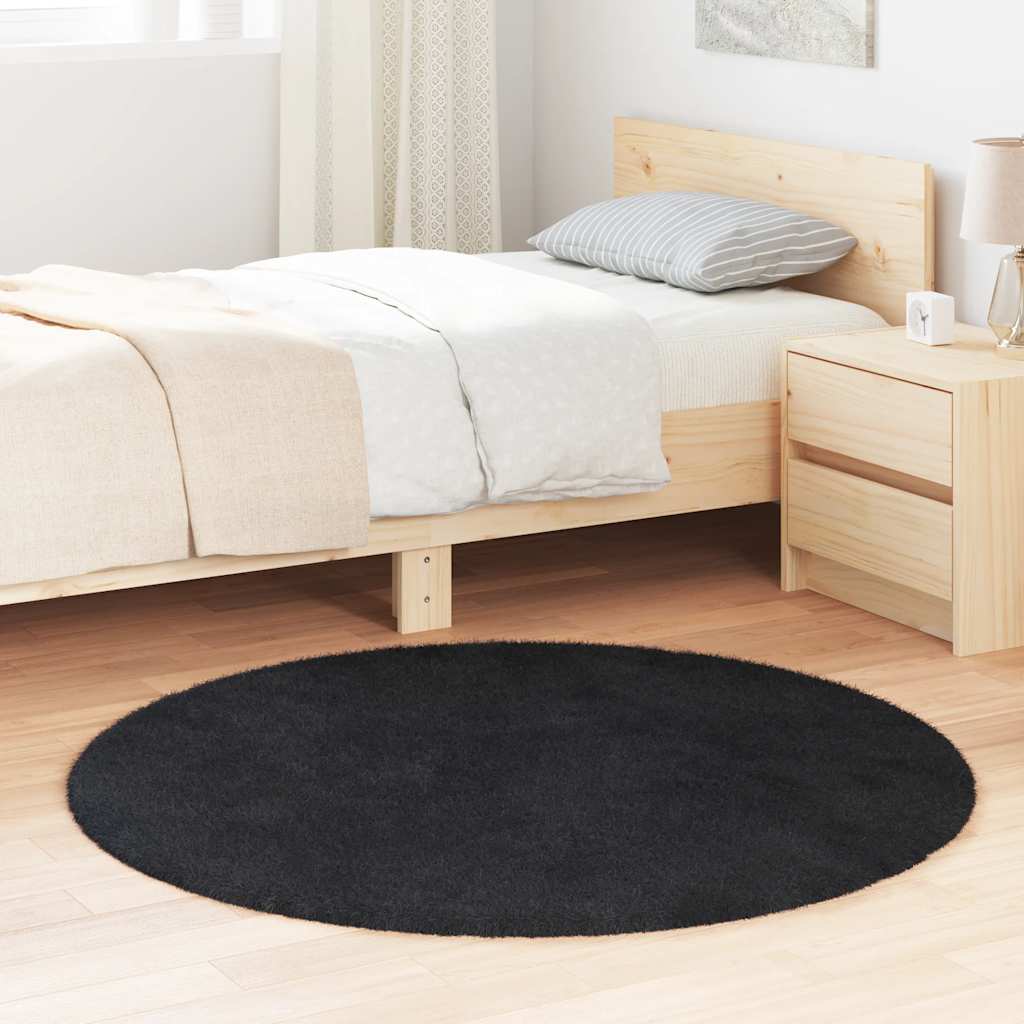 Vidaxl hoogpolig vloerkleed navarra 120x120 cm polyester zwart