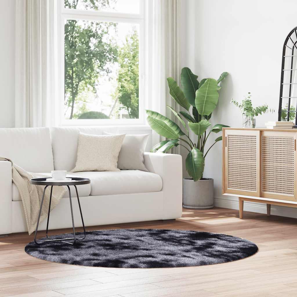 Vidaxl hoogpolig vloerkleed navarra 160x160 cm polyester donkergrijs