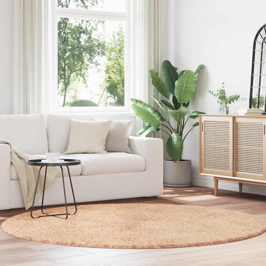 Vidaxl hoogpolig vloerkleed navarra 200x200 cm polyester beige