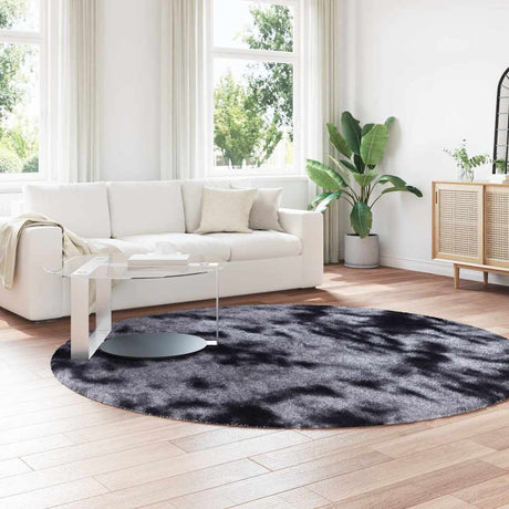 Vidaxl hoogpolig vloerkleed navarra 240x240 cm polyester donkergrijs