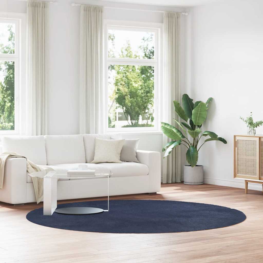 Vidaxl hoogpolig vloerkleed navarra 240x240 cm polyester marineblauw