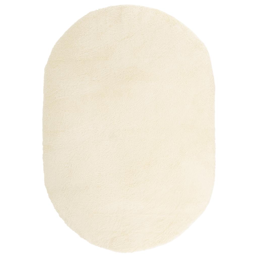 Vidaxl hoogpolig vloerkleed navarra 300x200 cm polyester crèmekleurig