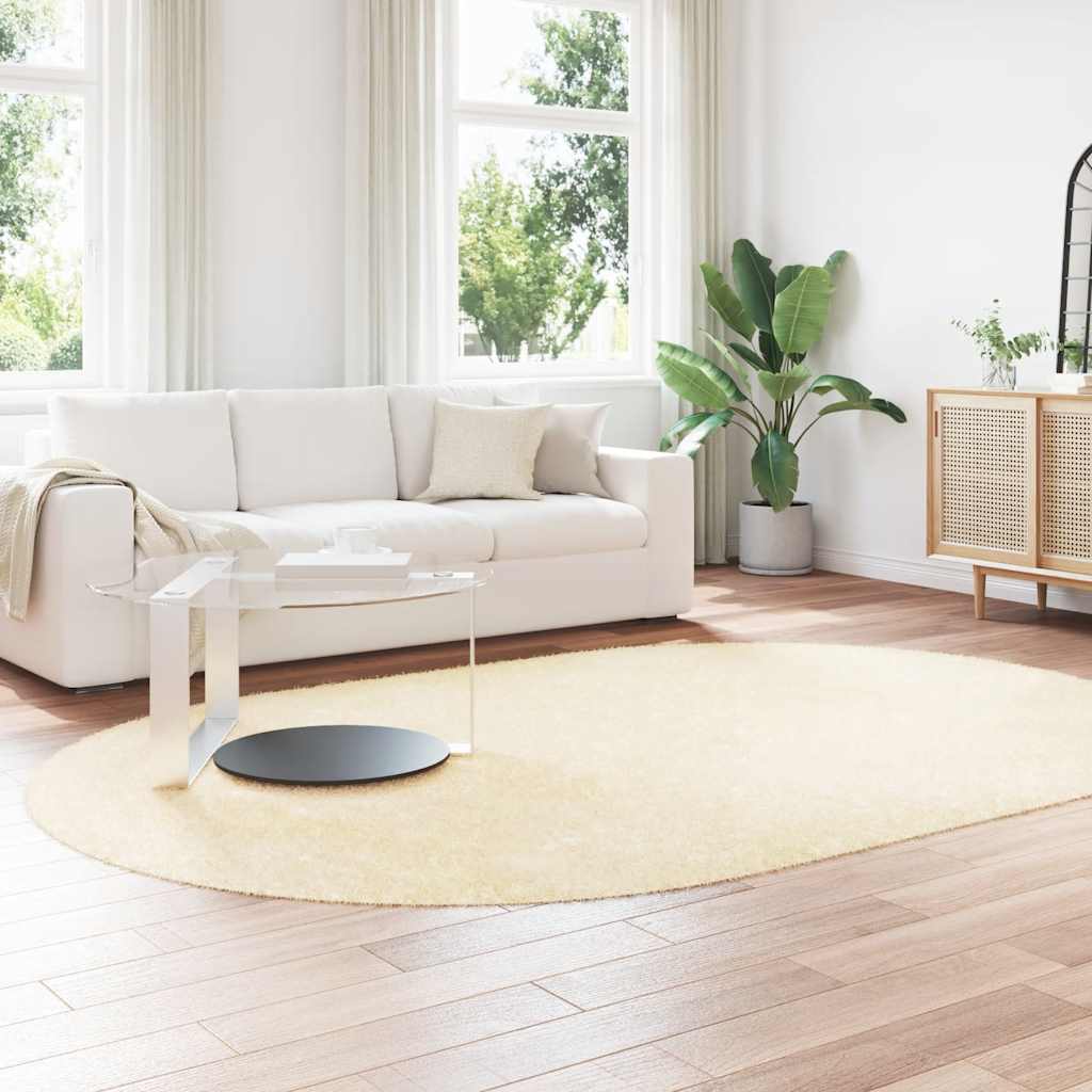 Vidaxl hoogpolig vloerkleed navarra 300x200 cm polyester crèmekleurig