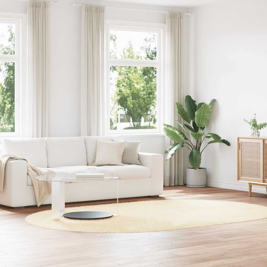 Vidaxl hoogpolig vloerkleed navarra 300x200 cm polyester crèmekleurig