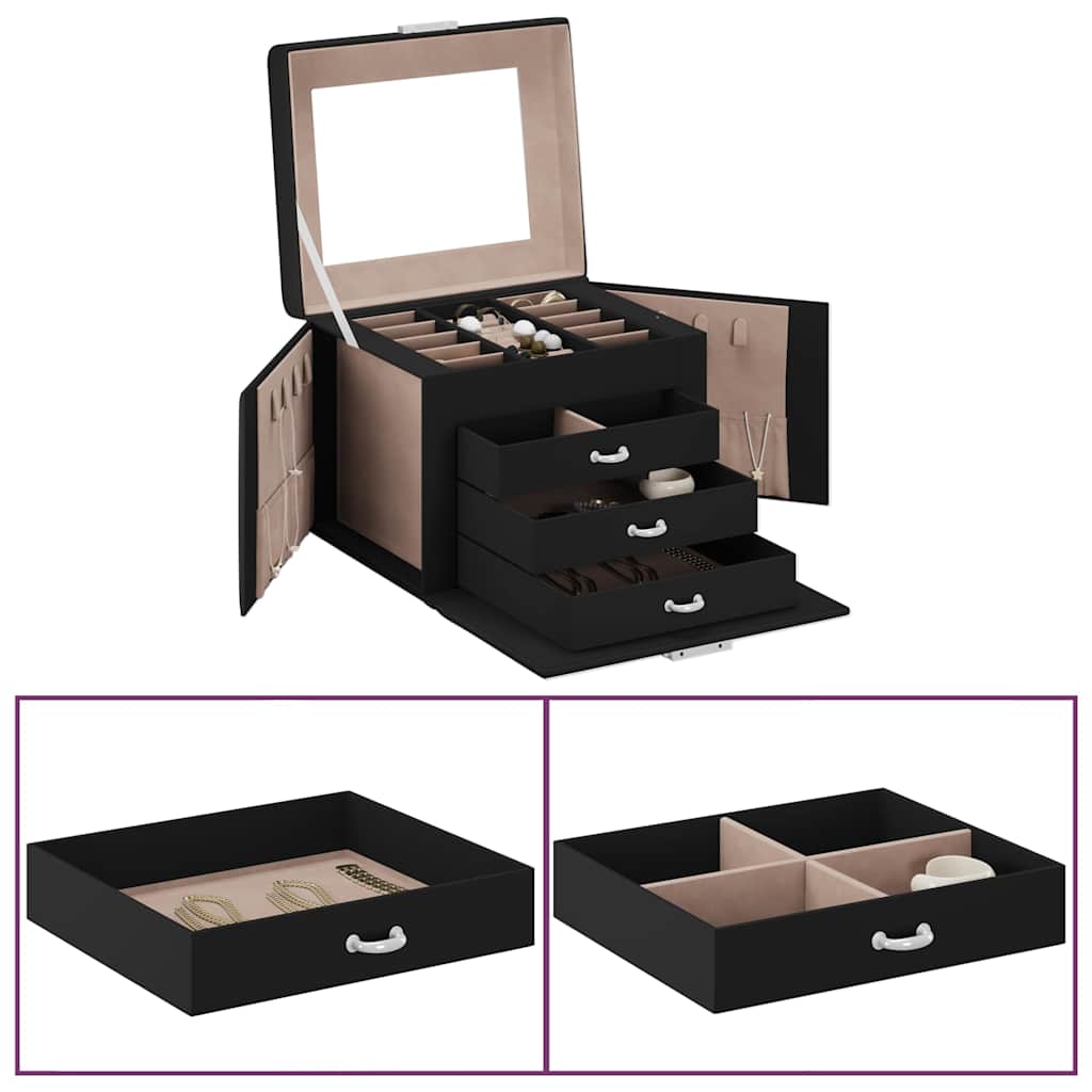 Vidaxl sieradendoosje 4-laags spiegel afsluitbaar 22,5x17,5x16,5 cm