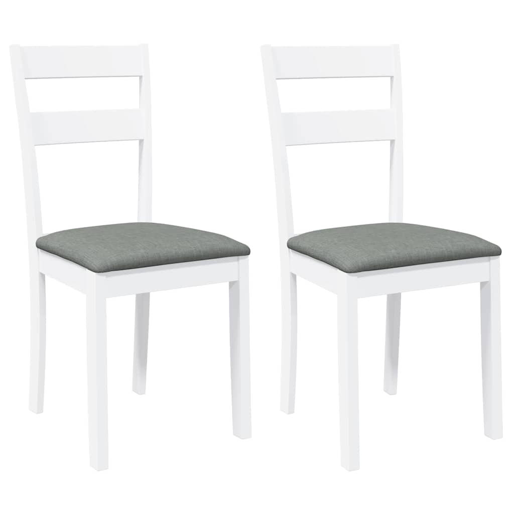 Vidaxl eetkamerstoelen met kussens 2 st massief hout rubber wit