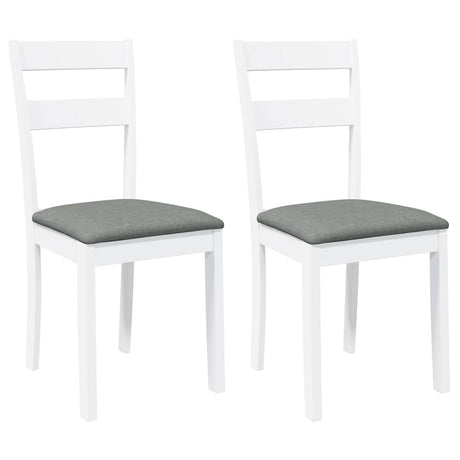 Vidaxl eetkamerstoelen met kussens 2 st massief hout rubber wit