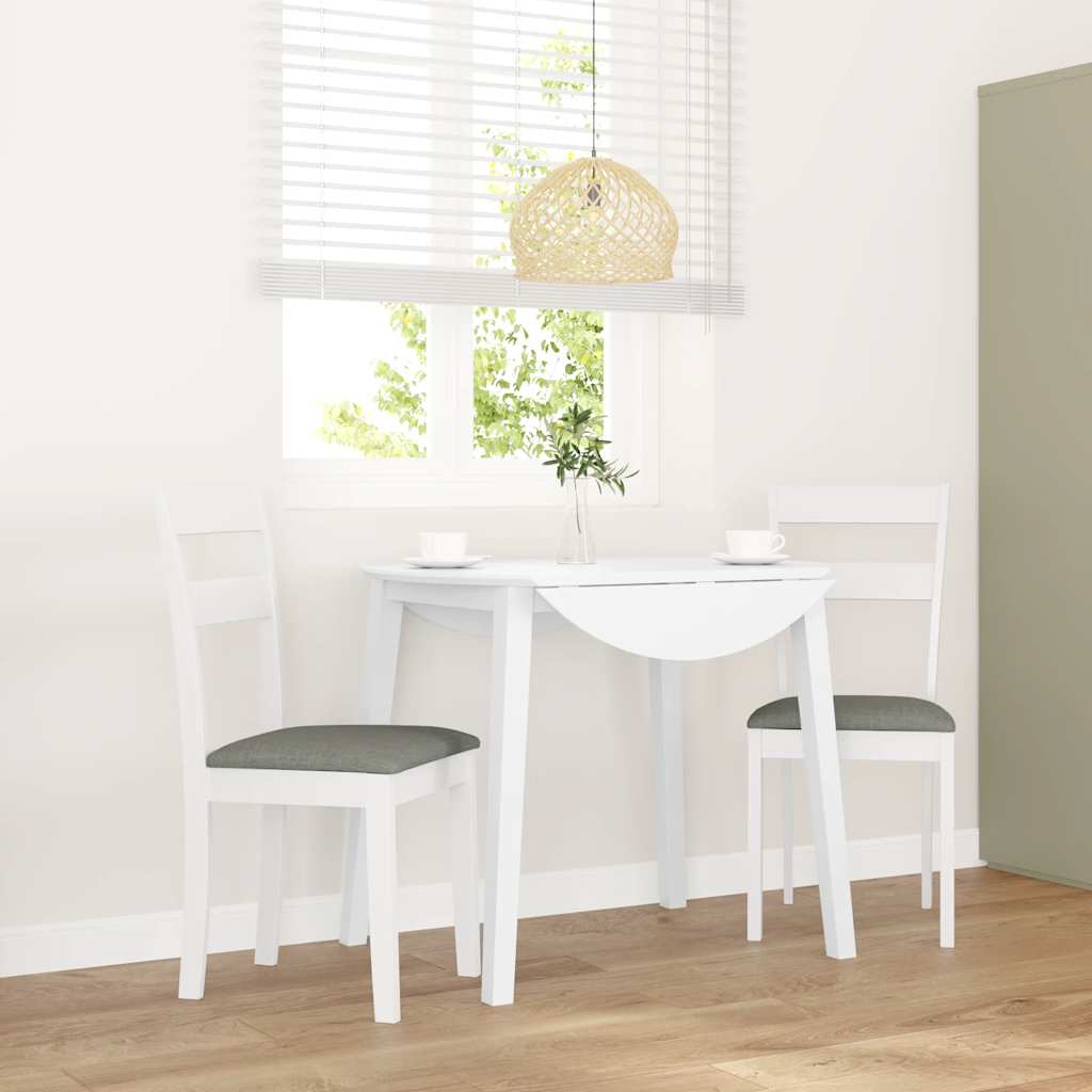 Vidaxl eetkamerstoelen met kussens 2 st massief hout rubber wit