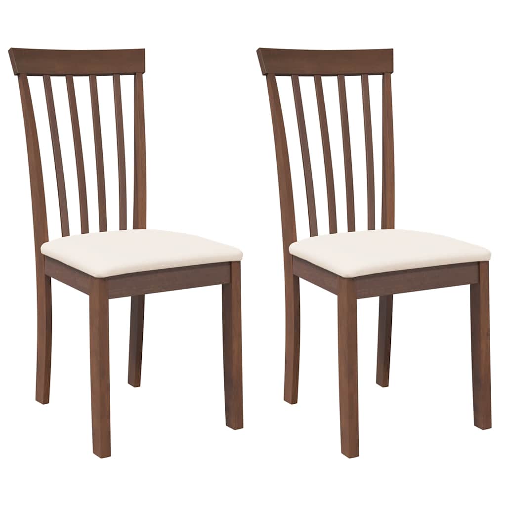 Vidaxl eetkamerstoelen met kussens 2 st massief hout rubber bruin