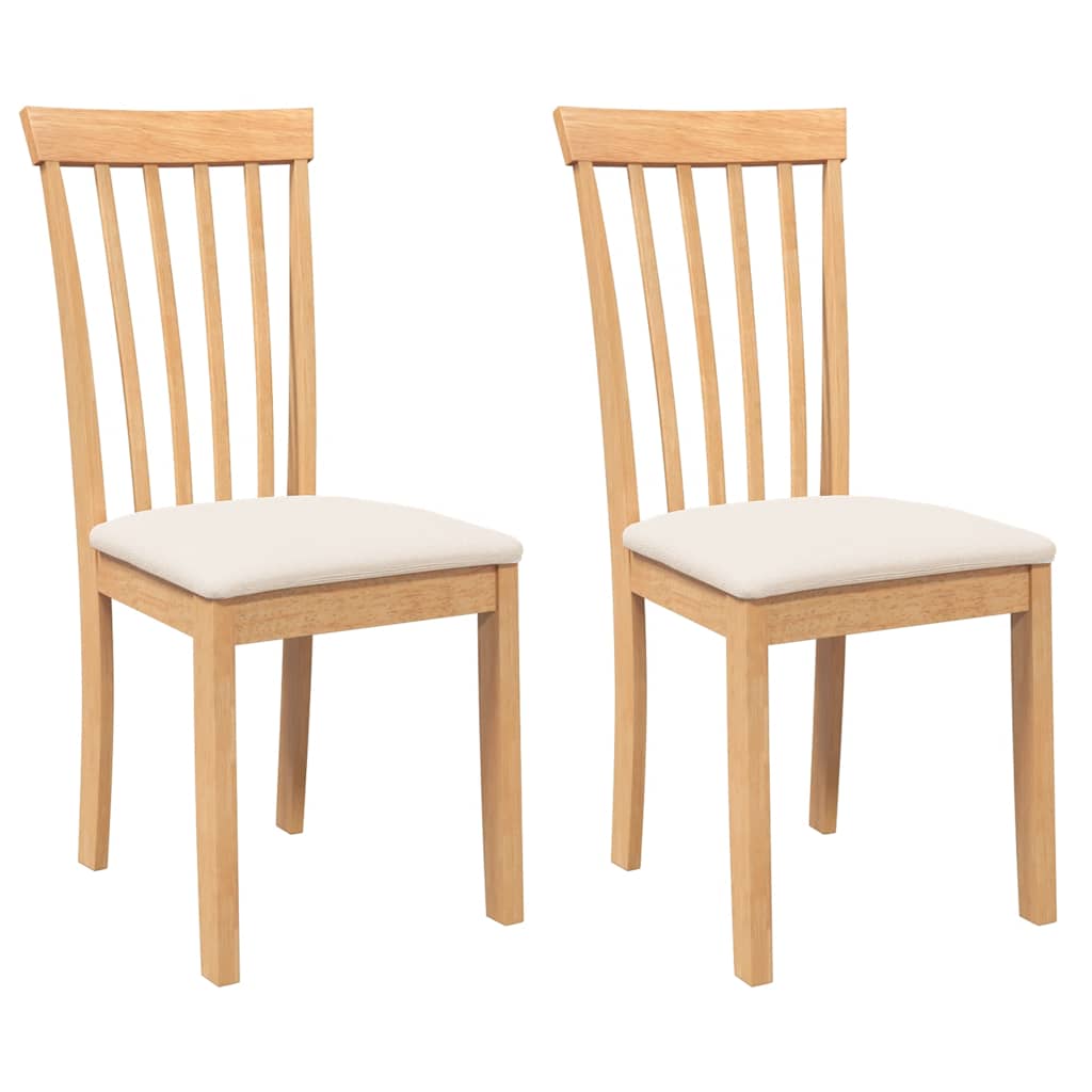 Vidaxl eetkamerstoelen met kussens 2 st massief hout naturel rubber