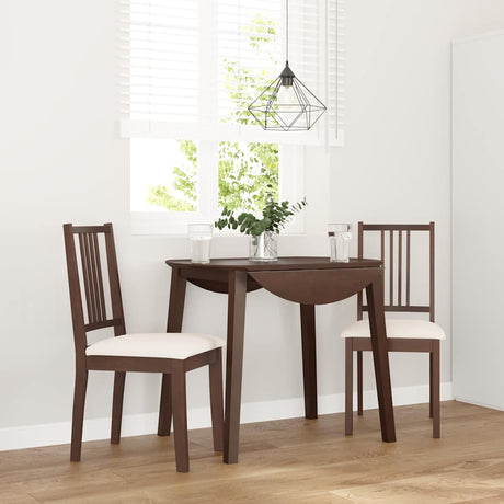 Vidaxl eetkamerstoelen met kussens 2 st massief hout rubber bruin