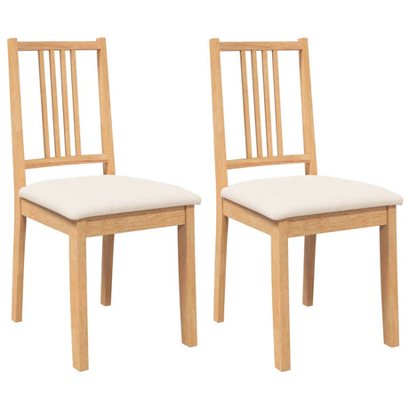 Vidaxl eetkamerstoelen met kussens 2 st massief hout naturel rubber