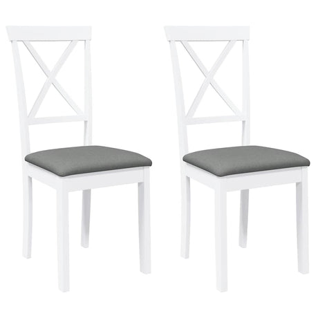 Vidaxl eetkamerstoelen met kussens 2 st massief hout rubber wit