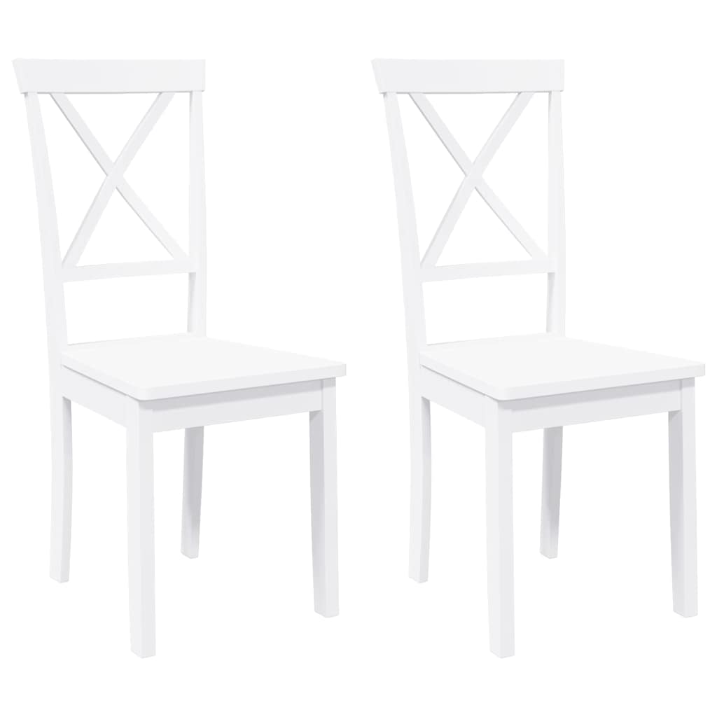 Vidaxl eetkamerstoelen 2 st massief hout rubber wit