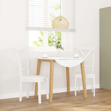 Vidaxl eetkamerstoelen 2 st massief hout rubber wit