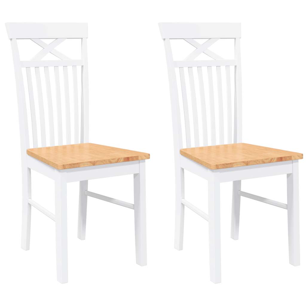 Vidaxl eetkamerstoelen 2 st massief hout rubber wit