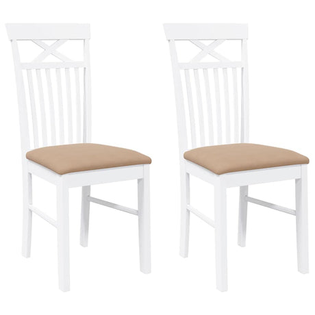 Vidaxl eetkamerstoelen met kussens 2 st massief hout rubber wit