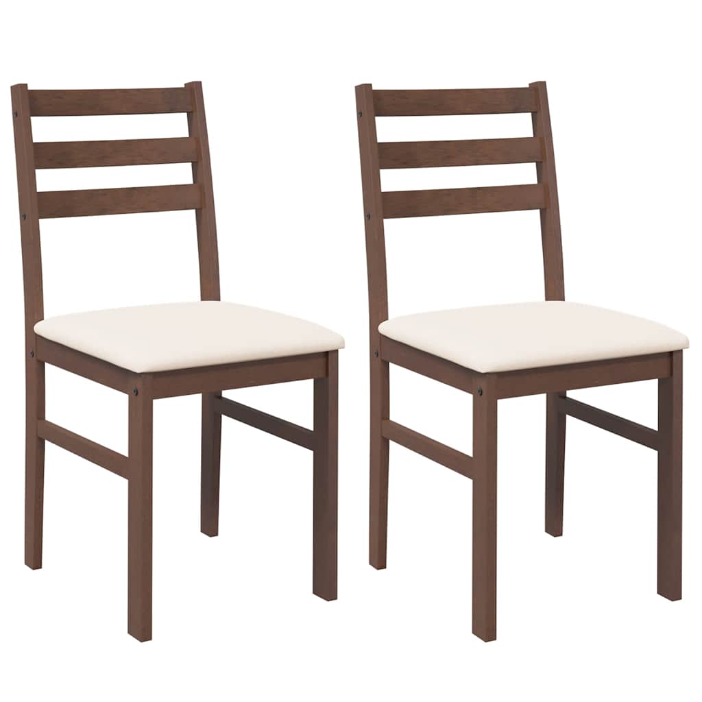 Vidaxl eetkamerstoelen met kussens 2 st massief hout rubber bruin