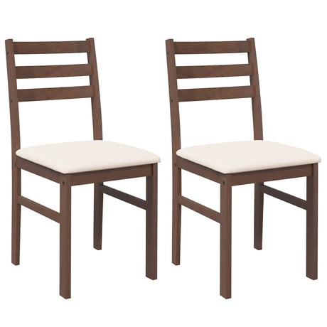 Vidaxl eetkamerstoelen met kussens 2 st massief hout rubber bruin