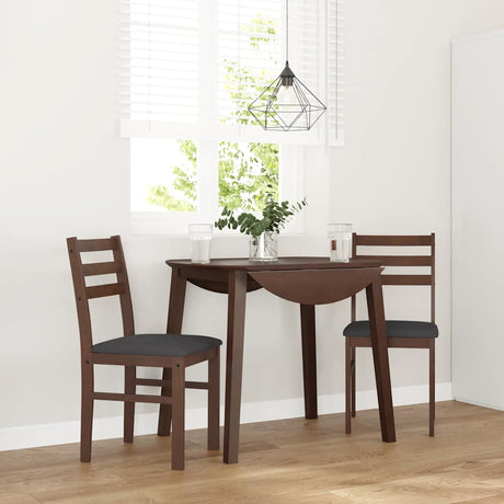 Vidaxl eetkamerstoelen met kussens 2 st massief hout rubber bruin